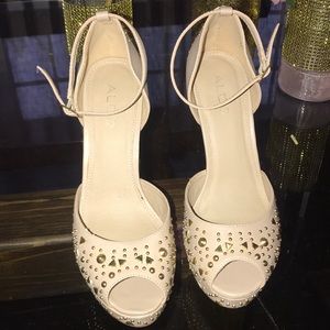 Gold Studded Peeptoe Ankle Strap!